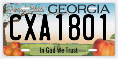 GA license plate CXA1801