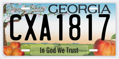 GA license plate CXA1817