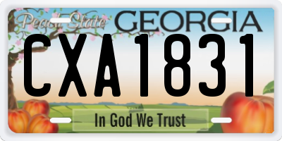 GA license plate CXA1831