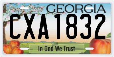 GA license plate CXA1832