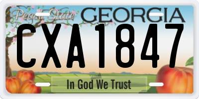 GA license plate CXA1847