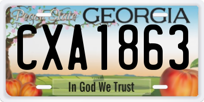 GA license plate CXA1863