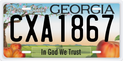 GA license plate CXA1867