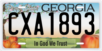 GA license plate CXA1893