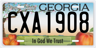 GA license plate CXA1908