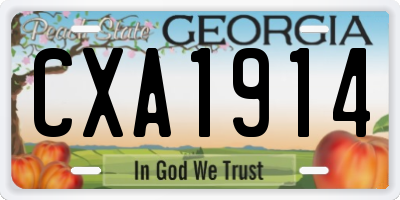 GA license plate CXA1914