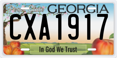 GA license plate CXA1917