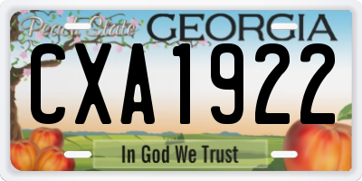 GA license plate CXA1922