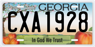 GA license plate CXA1928