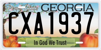 GA license plate CXA1937