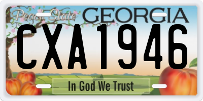 GA license plate CXA1946