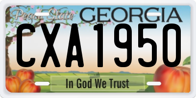 GA license plate CXA1950