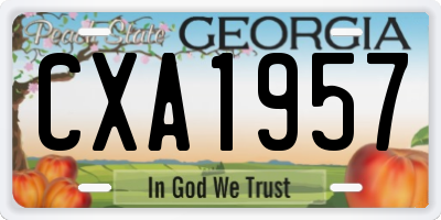 GA license plate CXA1957