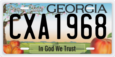 GA license plate CXA1968
