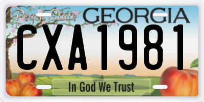 GA license plate CXA1981