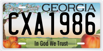GA license plate CXA1986