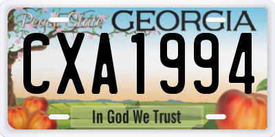 GA license plate CXA1994