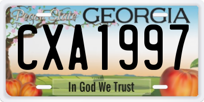 GA license plate CXA1997