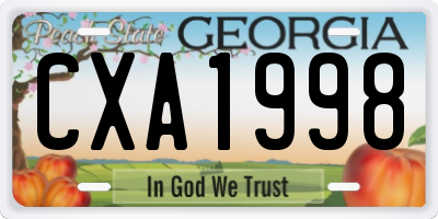GA license plate CXA1998