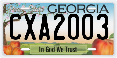 GA license plate CXA2003
