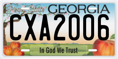GA license plate CXA2006