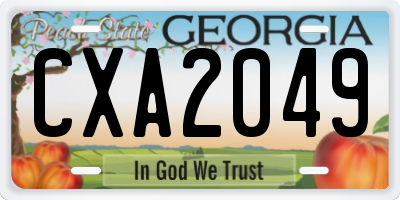 GA license plate CXA2049