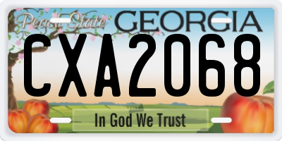 GA license plate CXA2068