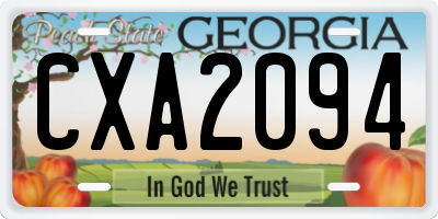GA license plate CXA2094