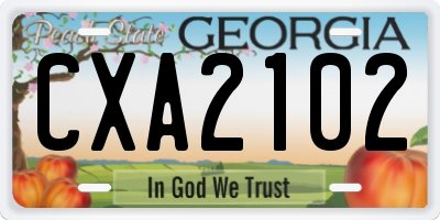 GA license plate CXA2102