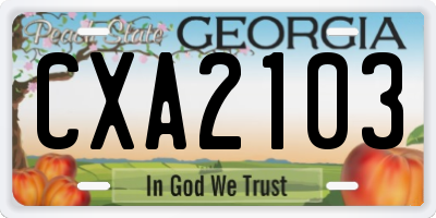 GA license plate CXA2103