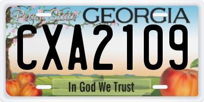 GA license plate CXA2109