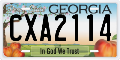GA license plate CXA2114