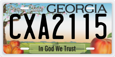GA license plate CXA2115
