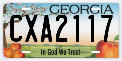 GA license plate CXA2117
