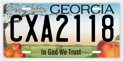 GA license plate CXA2118