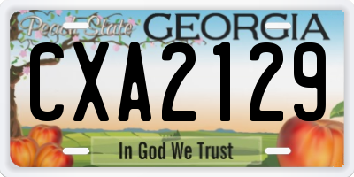 GA license plate CXA2129