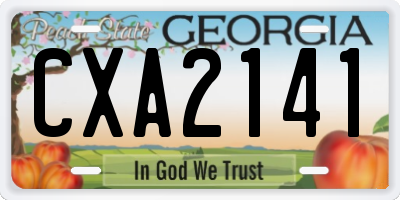 GA license plate CXA2141
