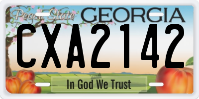 GA license plate CXA2142