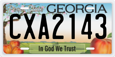 GA license plate CXA2143