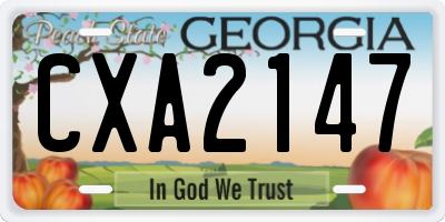 GA license plate CXA2147