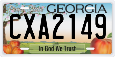 GA license plate CXA2149