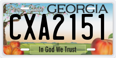 GA license plate CXA2151