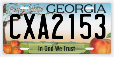 GA license plate CXA2153