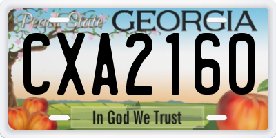 GA license plate CXA2160