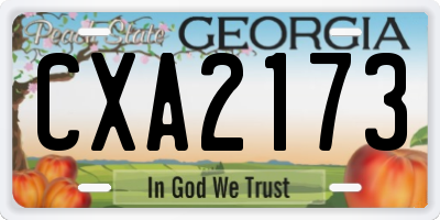 GA license plate CXA2173