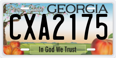 GA license plate CXA2175
