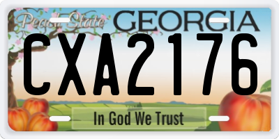 GA license plate CXA2176