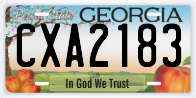 GA license plate CXA2183