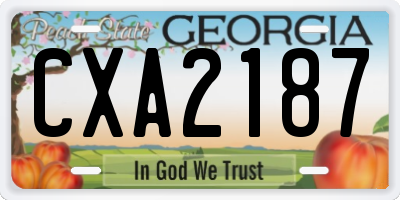 GA license plate CXA2187