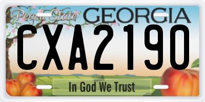 GA license plate CXA2190